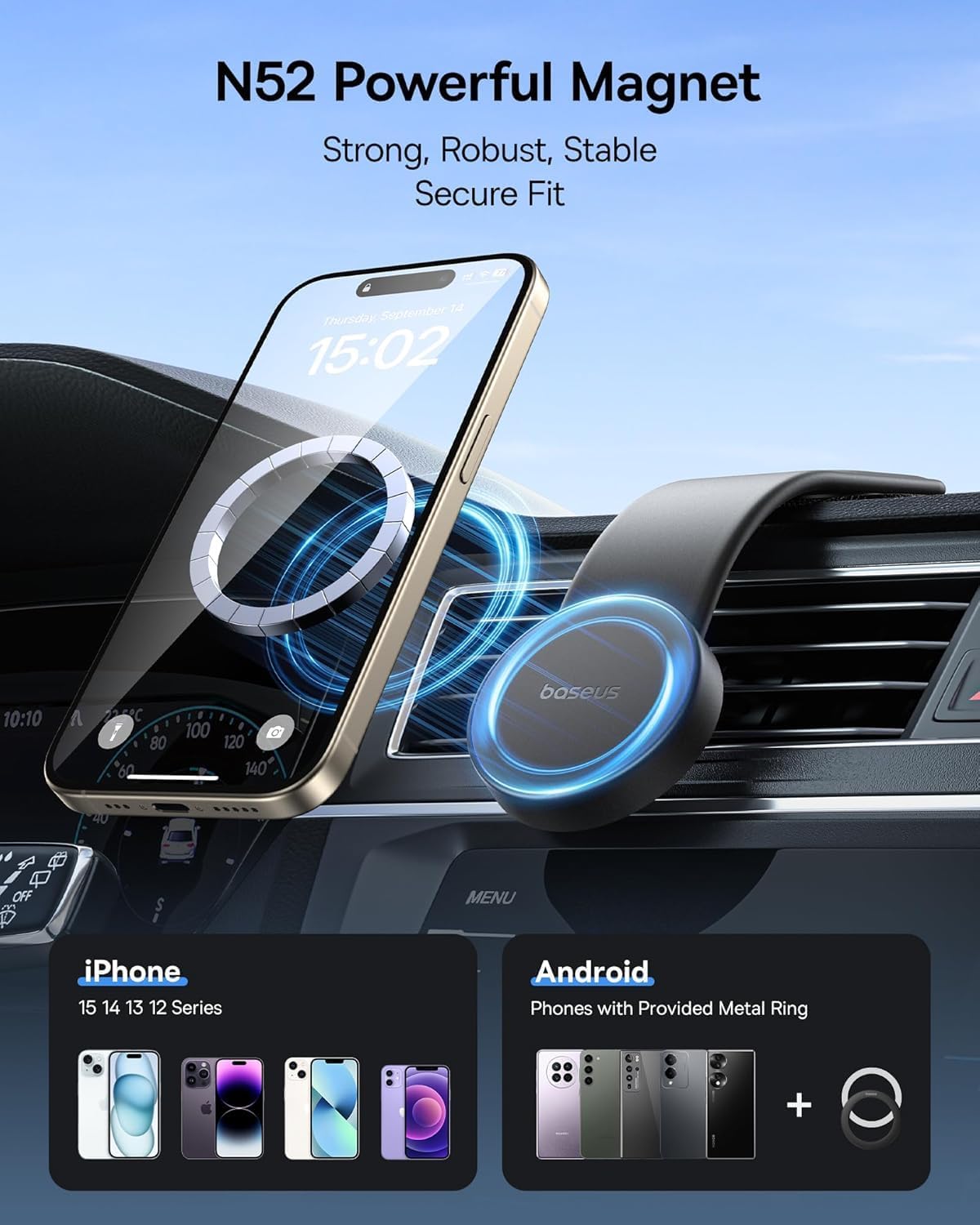 Baseus C02 Go Magnetic Car Phone Holder for Dashboard