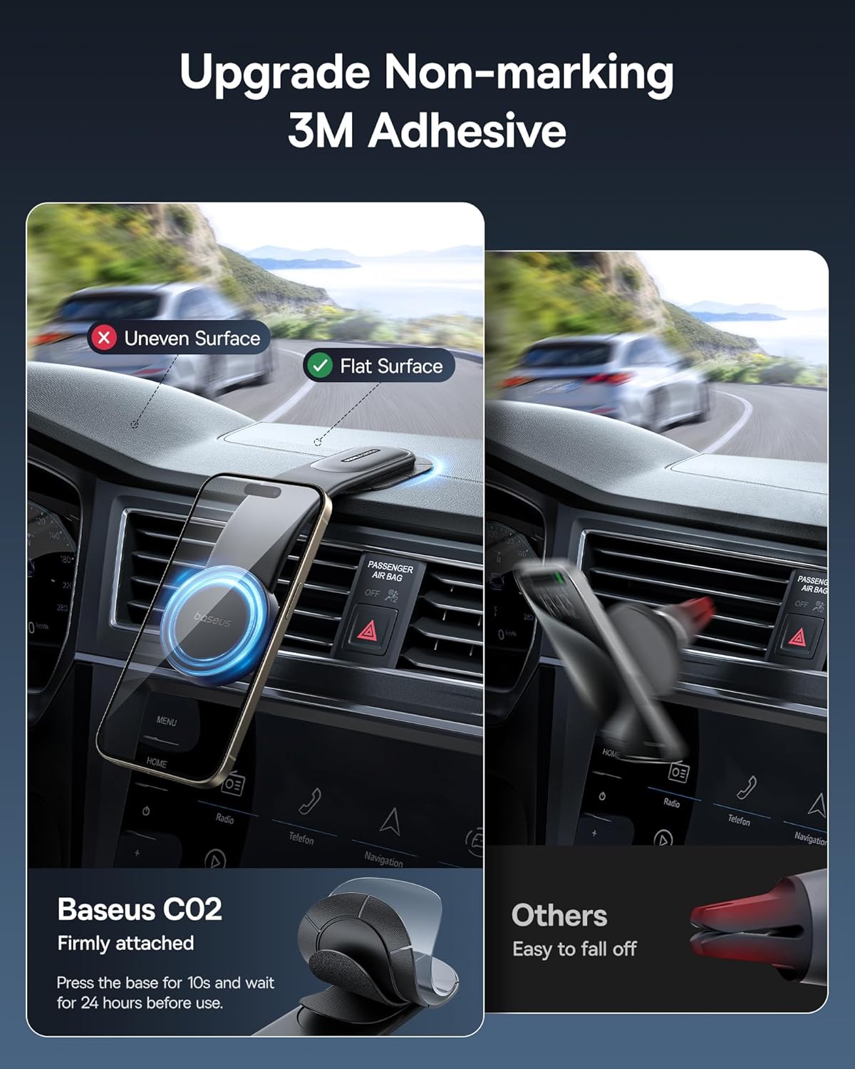 Baseus C02 Go Magnetic Car Phone Holder for Dashboard