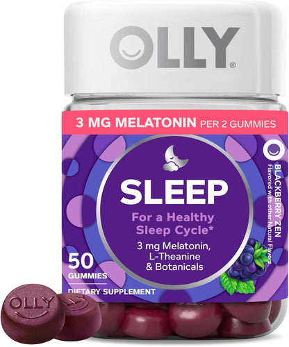 Restful Sleep Gummy Supplement with Melatonin & L-Theanine Chamomile, Blackberry Zen, 50 Gummies (25 Day Supply) Supports a Healthy Sleep Cycle* (Packaging May Vary)
