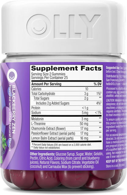 Restful Sleep Gummy Supplement with Melatonin & L-Theanine Chamomile, Blackberry Zen, 50 Gummies (25 Day Supply) Supports a Healthy Sleep Cycle* (Packaging May Vary)