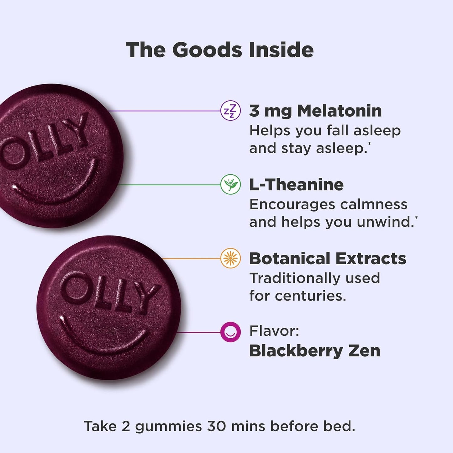 Restful Sleep Gummy Supplement with Melatonin & L-Theanine Chamomile, Blackberry Zen, 50 Gummies (25 Day Supply) Supports a Healthy Sleep Cycle* (Packaging May Vary)