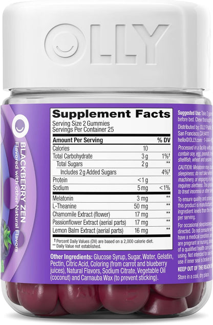 Restful Sleep Gummy Supplement with Melatonin & L-Theanine Chamomile, Blackberry Zen, 50 Gummies (25 Day Supply) Supports a Healthy Sleep Cycle* (Packaging May Vary)