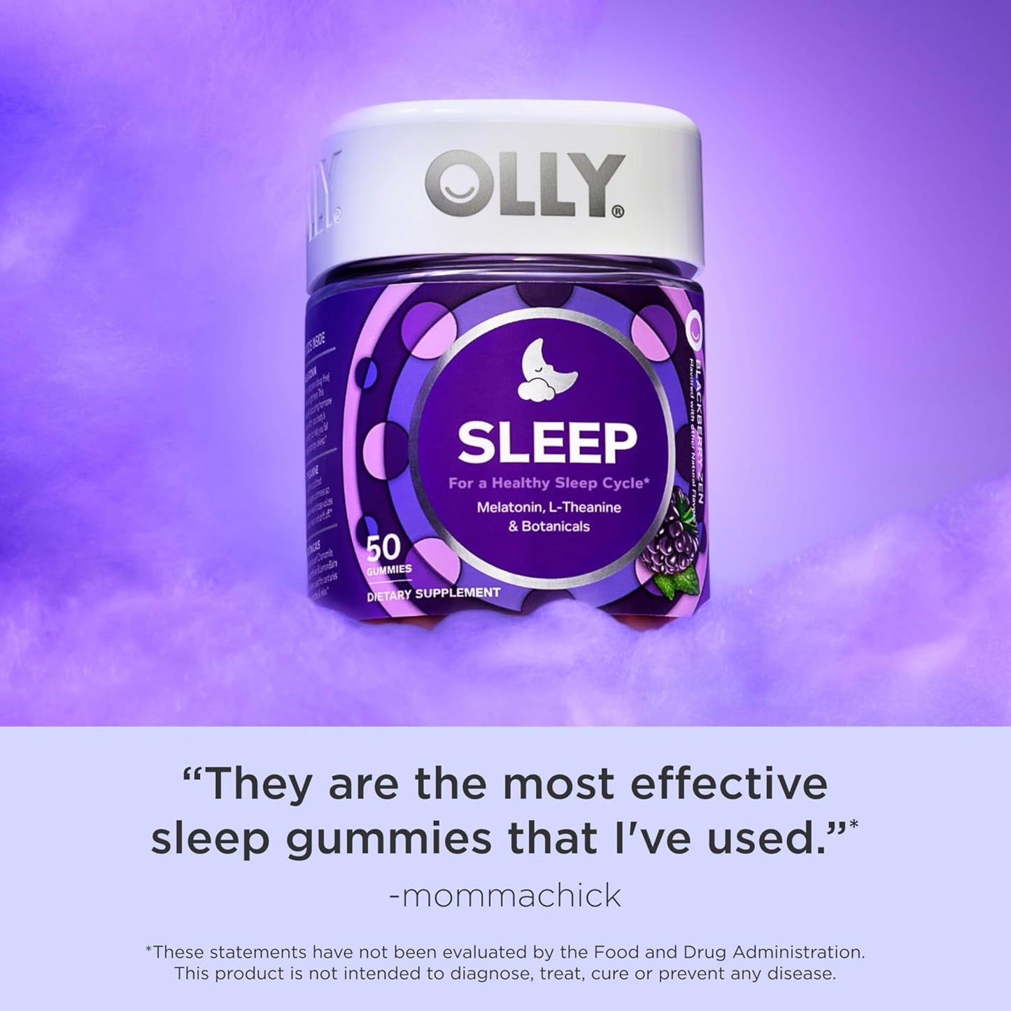 Restful Sleep Gummy Supplement with Melatonin & L-Theanine Chamomile, Blackberry Zen, 50 Gummies (25 Day Supply) Supports a Healthy Sleep Cycle* (Packaging May Vary)